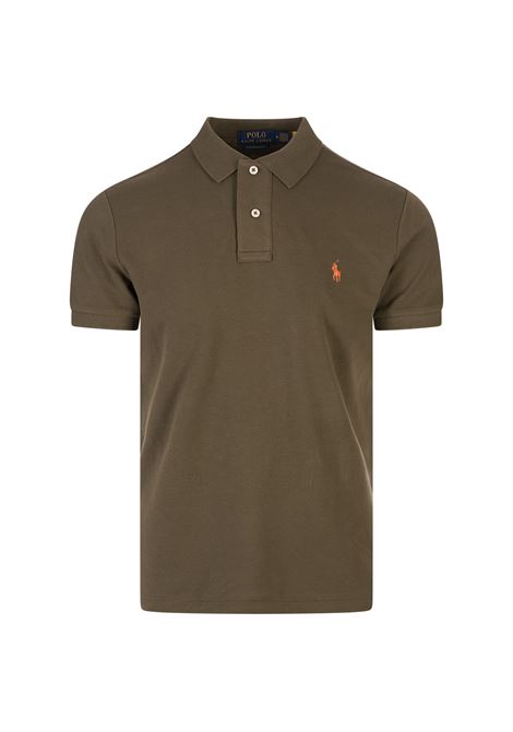 Polo Custom Slim-Fit In Pique' Verde Oliva Con Pony a Contrasto RALPH LAUREN | 710-782592014